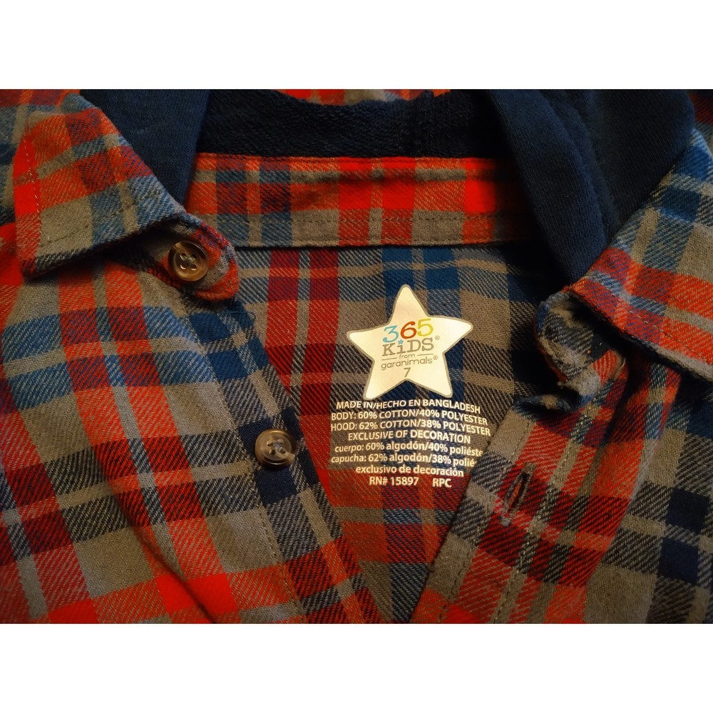 365 Kids by Garanimals Long Sleeve Button Down Shirt W/ hood Boys Size 7 - Picture 3 of 3
